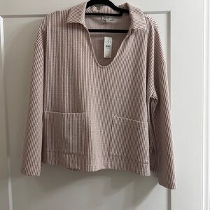 LOFT Women's Ribbed Red Top